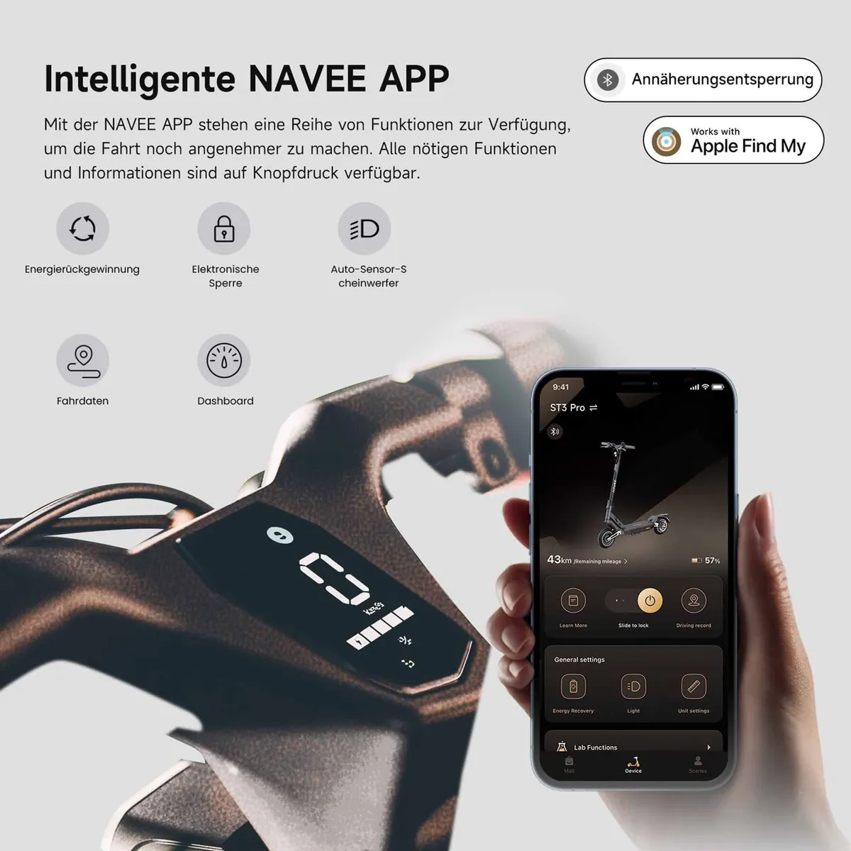 NAVEE ST3 Pro E-Scooter, 1350 W Leistung, 20 km/h Höchstgeschwindigkeit, innovatives Damping Arm-Federungssystem 3