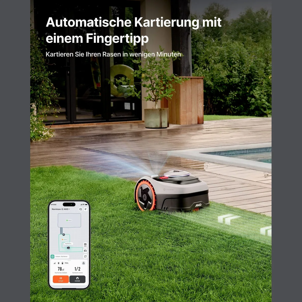 NAVIMOW i205 AWD Mähroboter, Allradantrieb, Automatisches Kartieren, bis 500 m² Rasenfläche 3