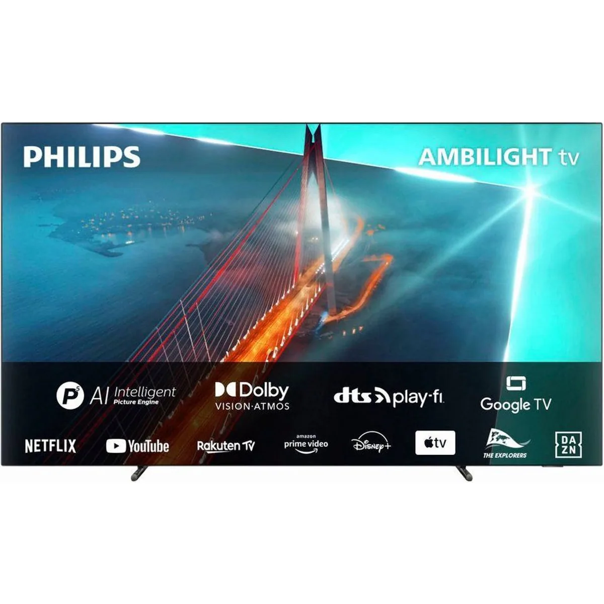Philips 55OLED708/12 OLED-Fernseher, lebensechtes Bild, Dolby Atmos Sound, Ambilight-Effekte