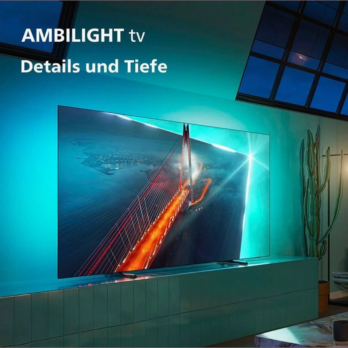 Philips 55OLED708/12 OLED-Fernseher, lebensechtes Bild, Dolby Atmos Sound, Ambilight-Effekte 3