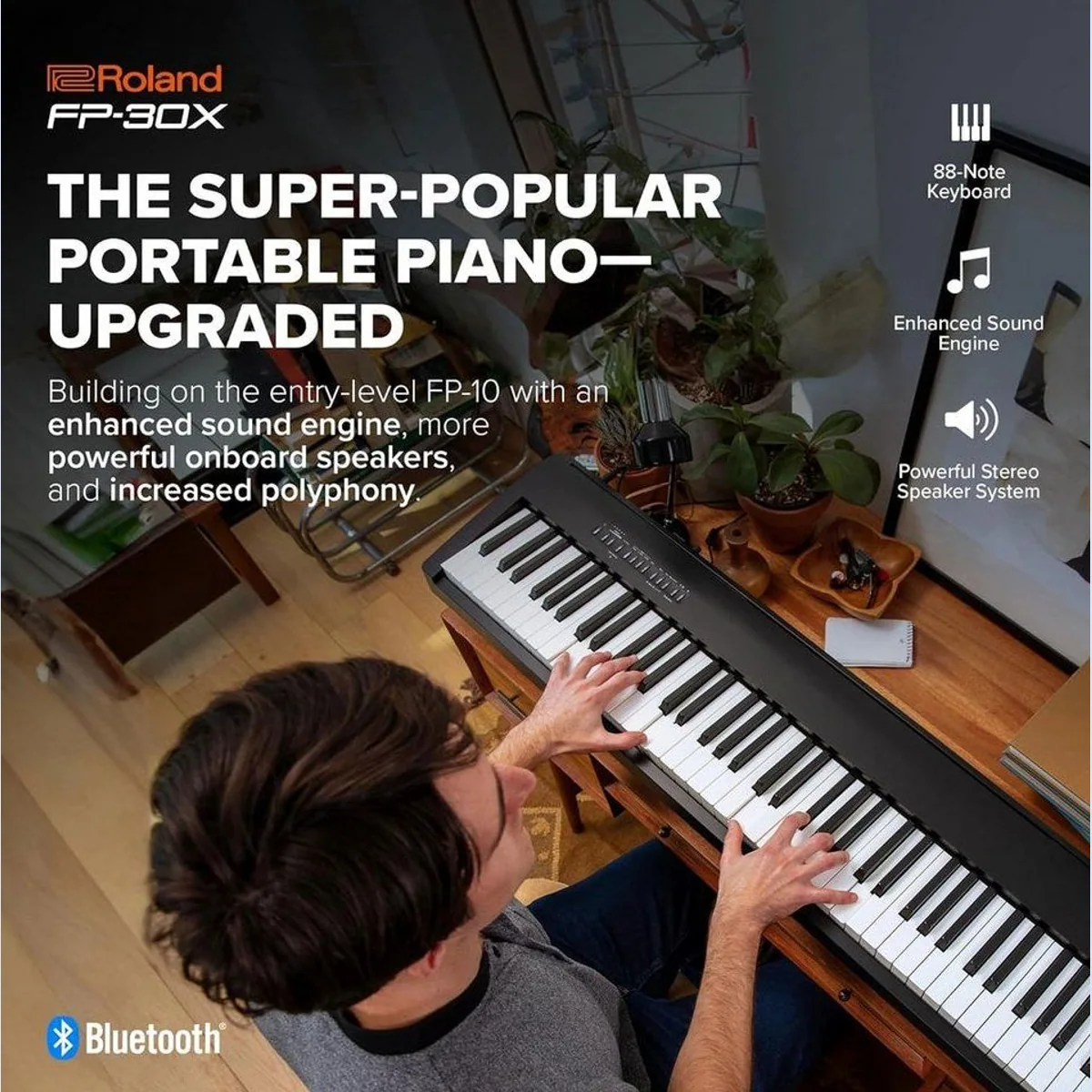 Roland FP-30X Digital Piano, Bluetooth-Konnektivität, 88 Tasten 3