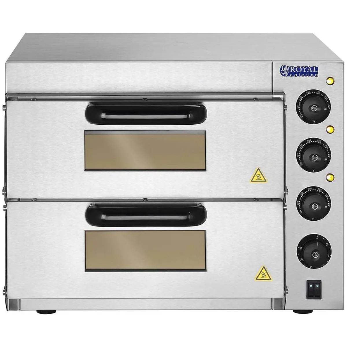 Royal Catering Pizzaofen RCPO-3000-2PS-1, 2 Kammern, 3000 Watt Leistung, Ø 40 cm 3