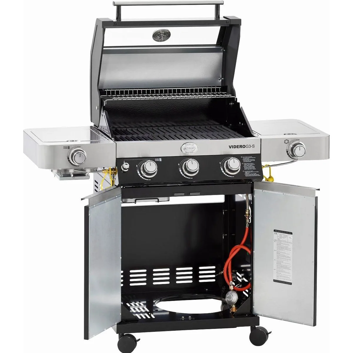 RÖSLE VIDERO G3-S Gasgrill, 3 Brenner, Primezone & VARIO+ Grillrostsystem 3