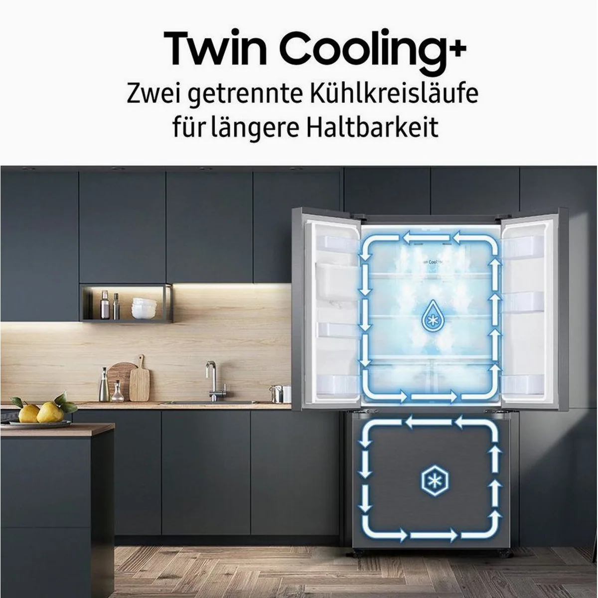 Samsung RF50C530ES9 French Door Kühlschrank, großzügiger Stauraum, leise im Betrieb, inklusive Schnellgefrier-Funktion Dieses Produkt der Marke 5