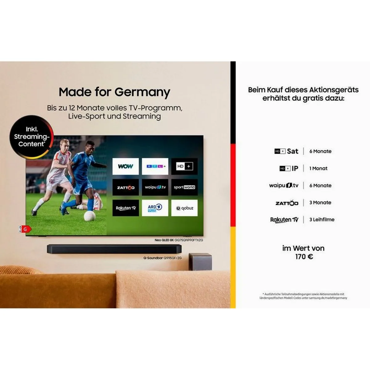 Samsung GU75U7099FU LED-Fernseher, 4K Ultra HD, Smart-TV, elegantes Design Dieses Produkt der Marke Samsung wird von uns als unabhängigem Händler 2