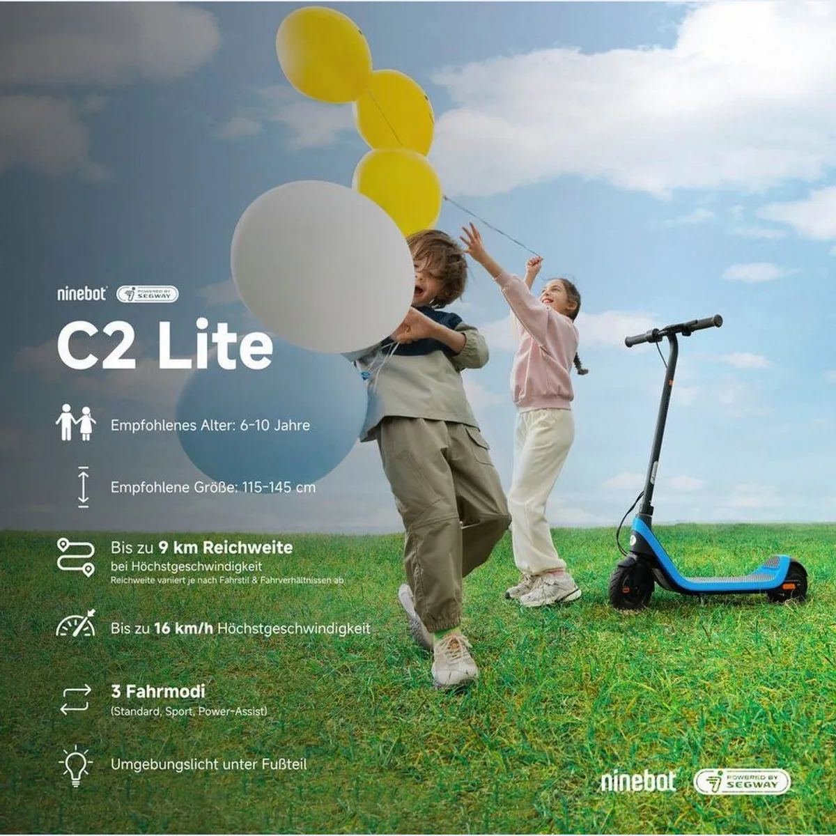 Segway eKickScooter C2 Lite, 16 km/h, 14 km Reichweite, ideal für Kinder 2