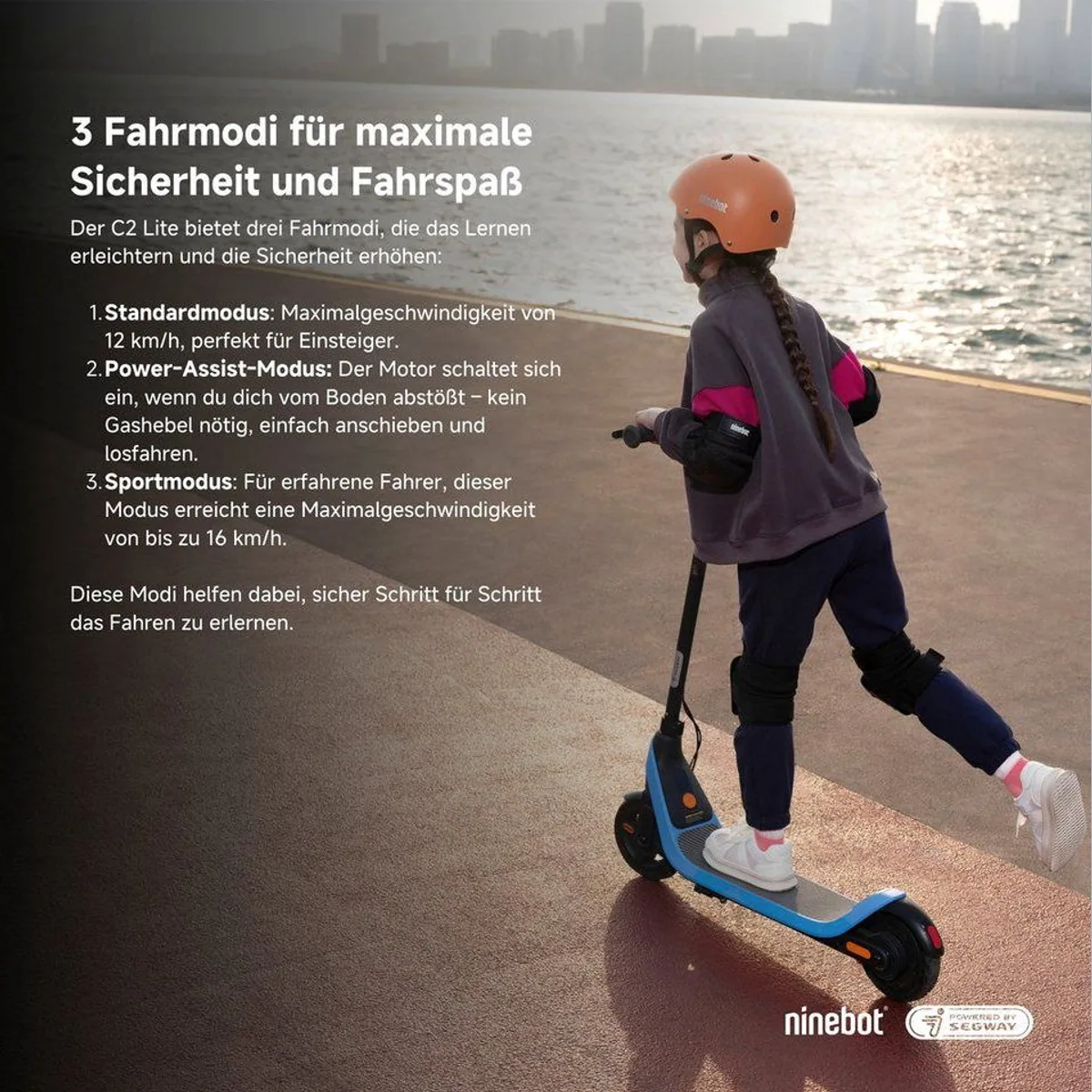 Segway eKickScooter C2 Lite, 16 km/h, 14 km Reichweite, ideal für Kinder 3