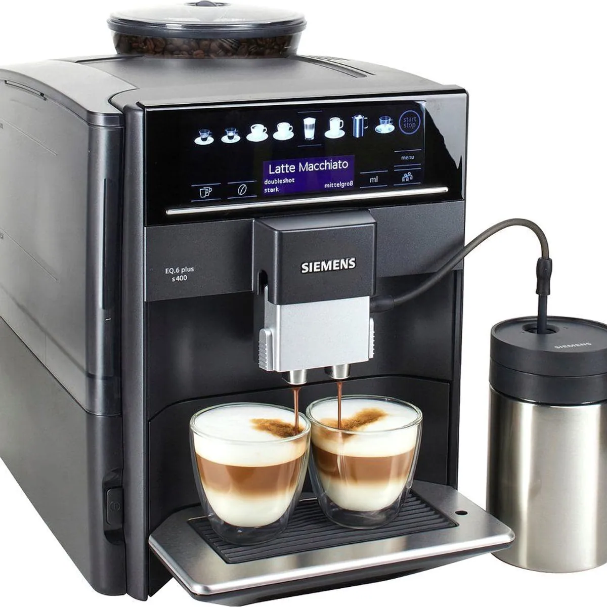SIEMENS EQ6 plus s400 Kaffeevollautomat, Doppeltassenfunktion, Keramikmahlwerk, einfache Bedienung