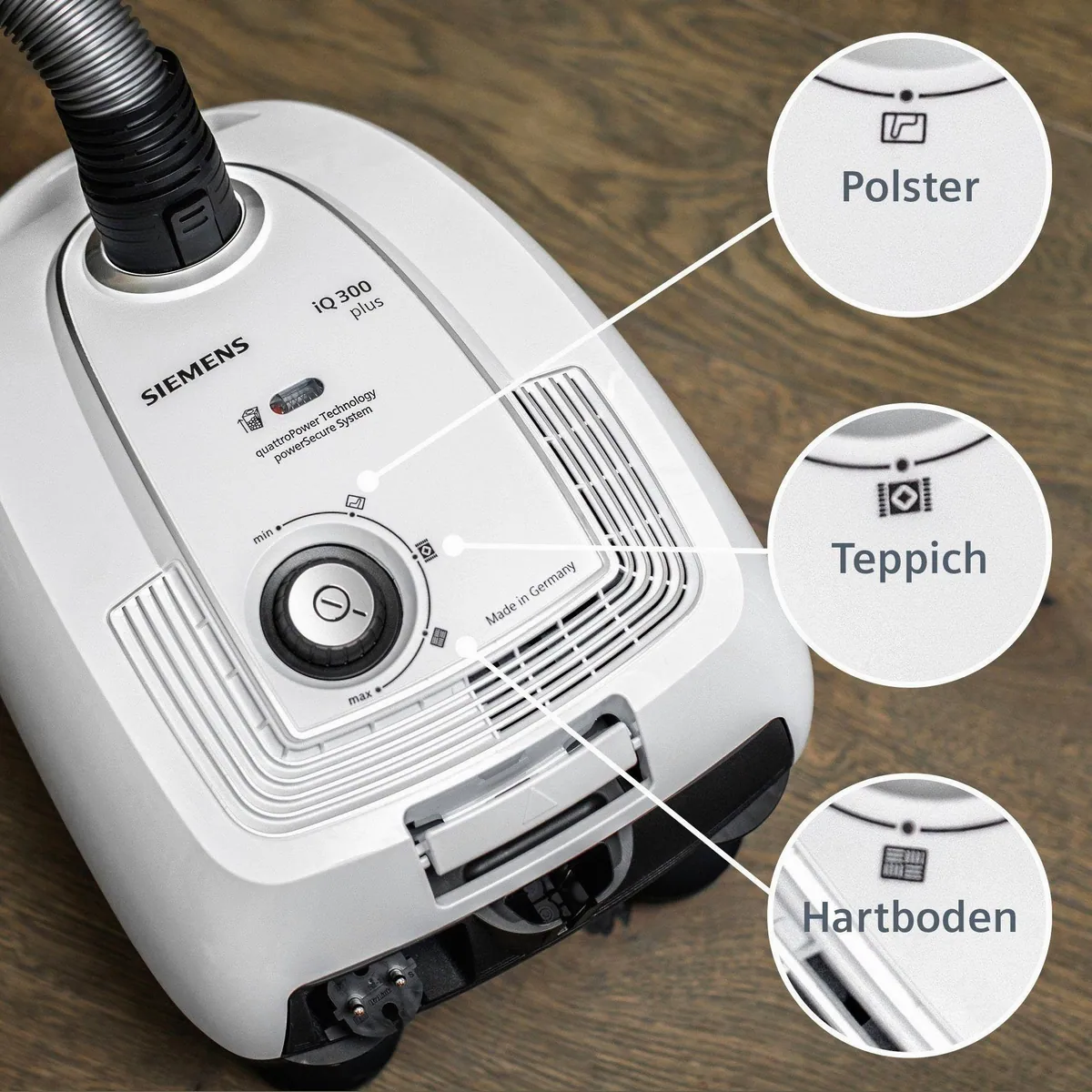 Siemens VSP3T212 Bodenstaubsauger, 900 W, quattroPower Technologie, inkl. Turbobürste 2