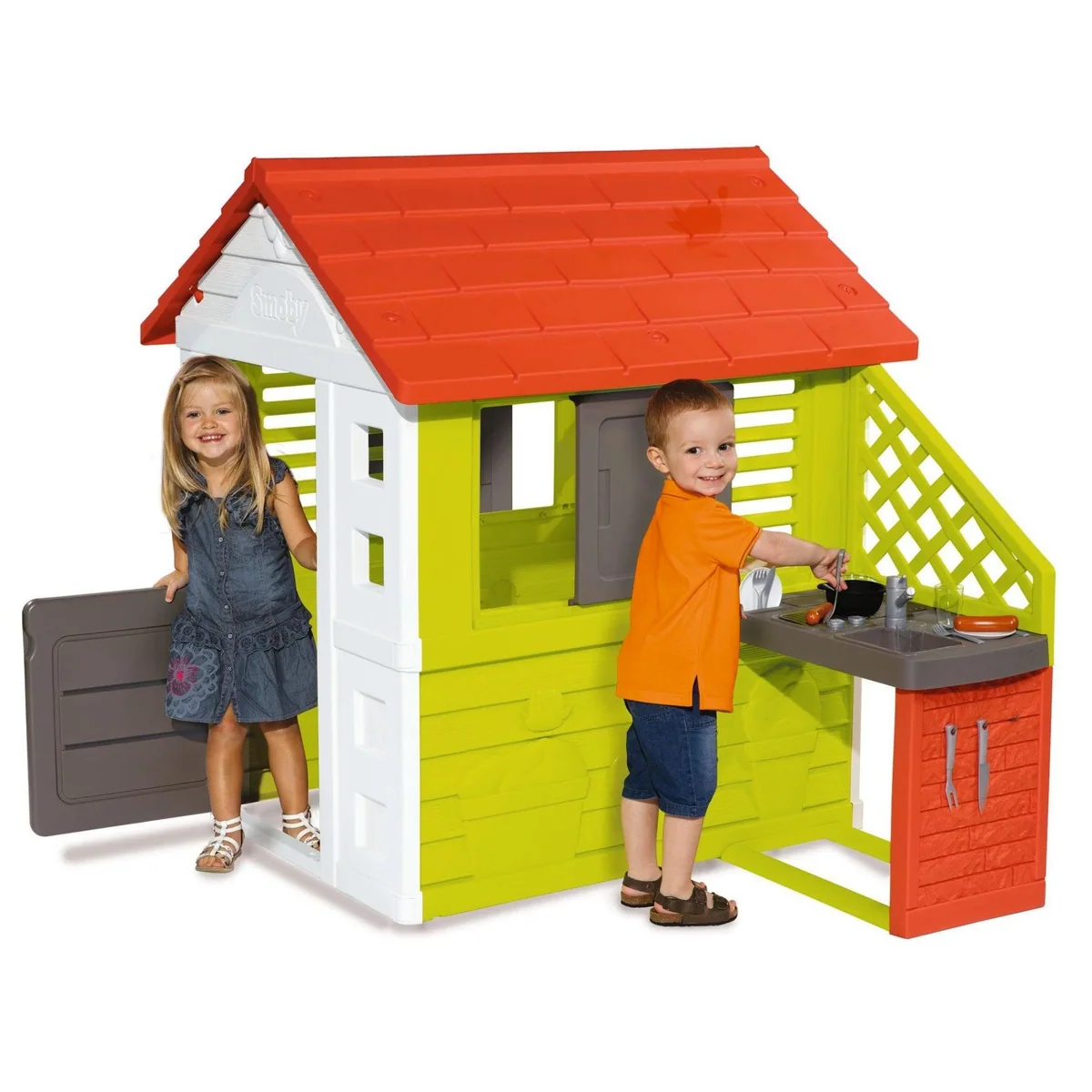 Smoby Spielhaus Natur, mit Sommerküche, stabil und bunt 2