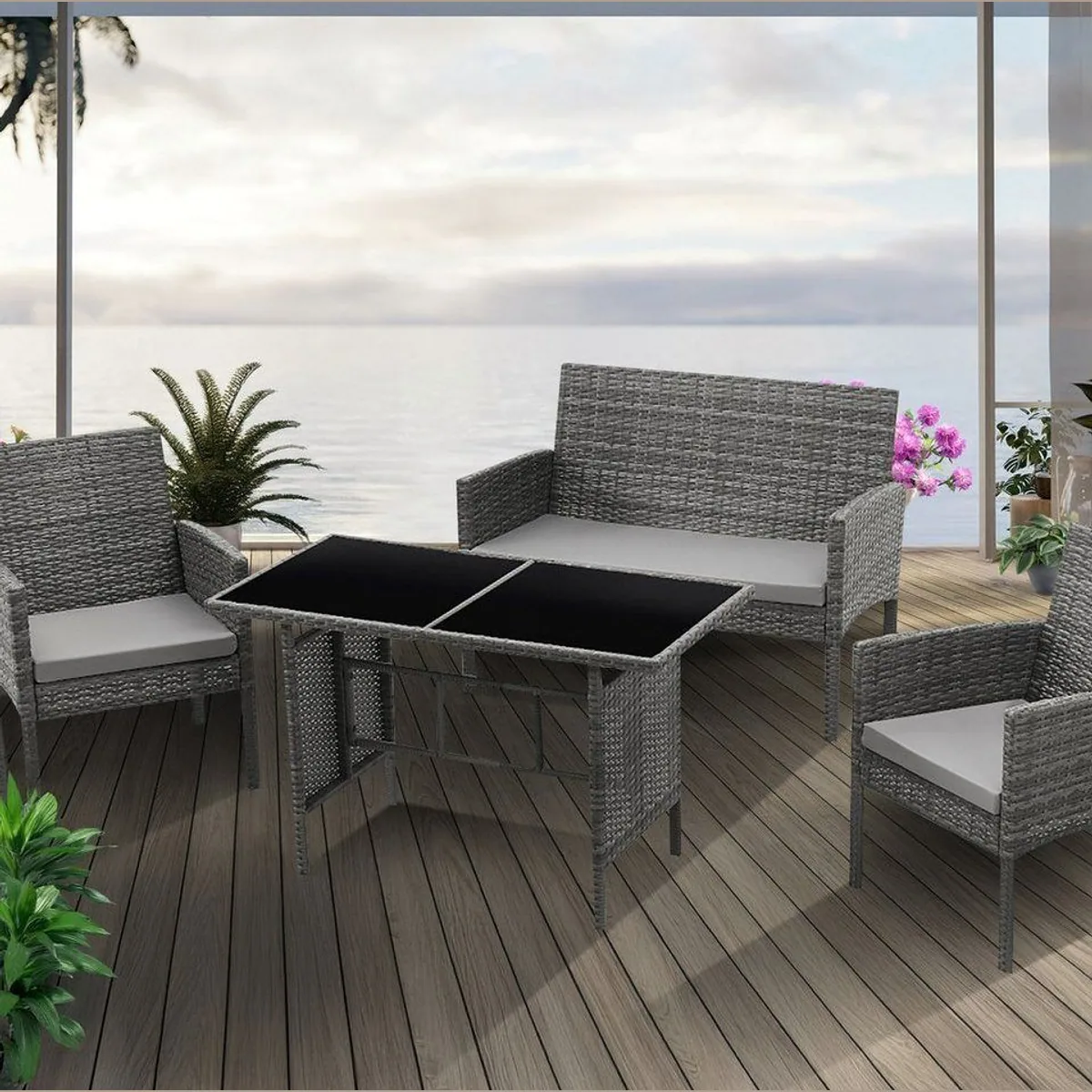 SVITA BROOKLYN XL Gartenlounge-Set, wetterfest, pflegeleicht, ideal für Balkon und Terrasse 2
