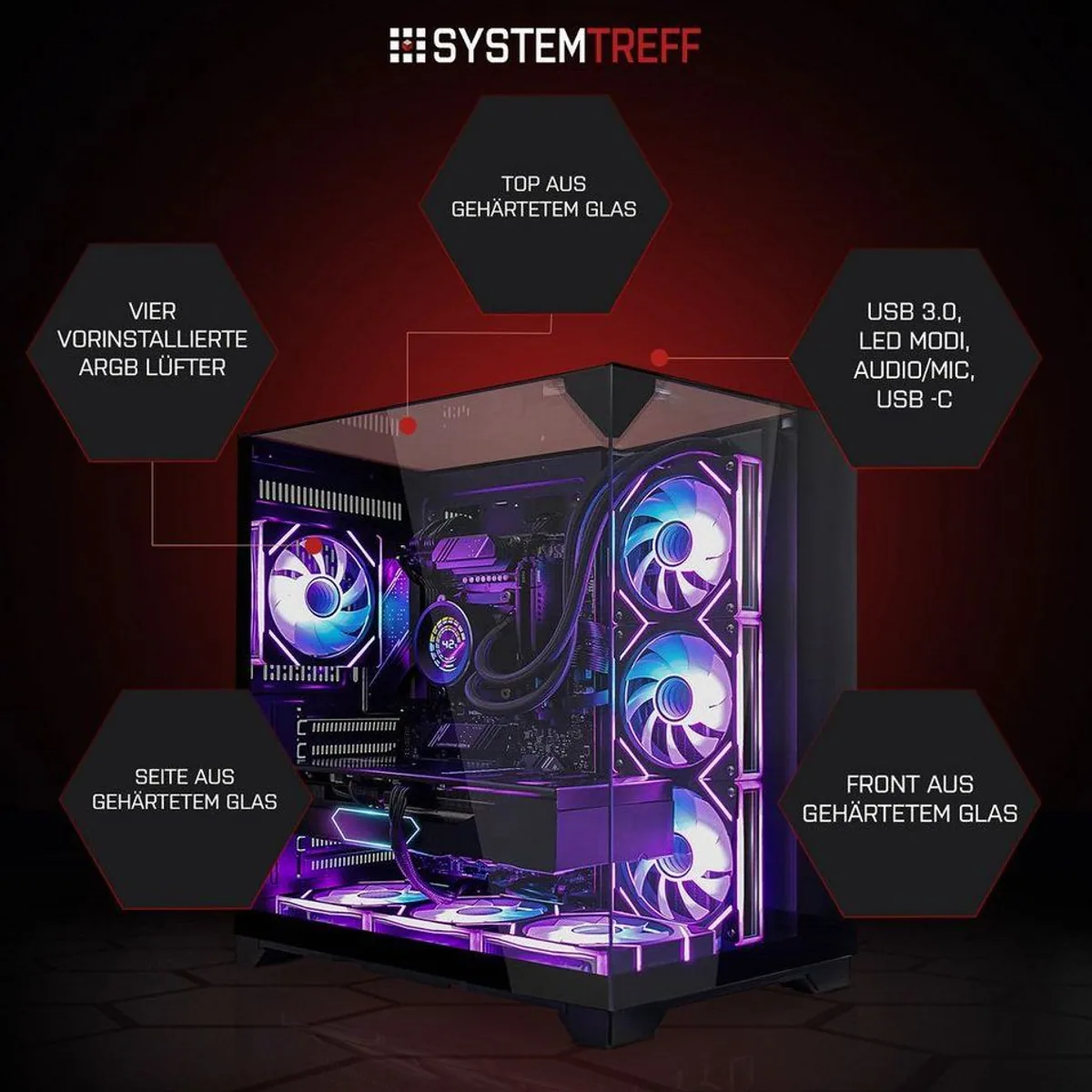 SYSTEMTREFF AMD Ryzen 7 9800X3D Gaming-PC, 16GB RTX 5080, 32GB RAM, 1TB SSD 4