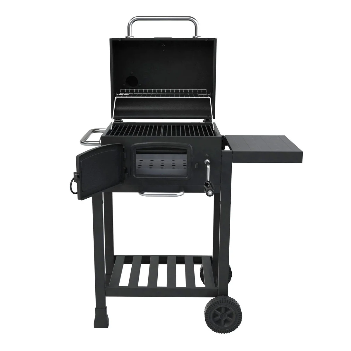TAINO HERO Holzkohlegrill, höhenverstellbarer Kohlerost, klappbarer Seitentisch 4