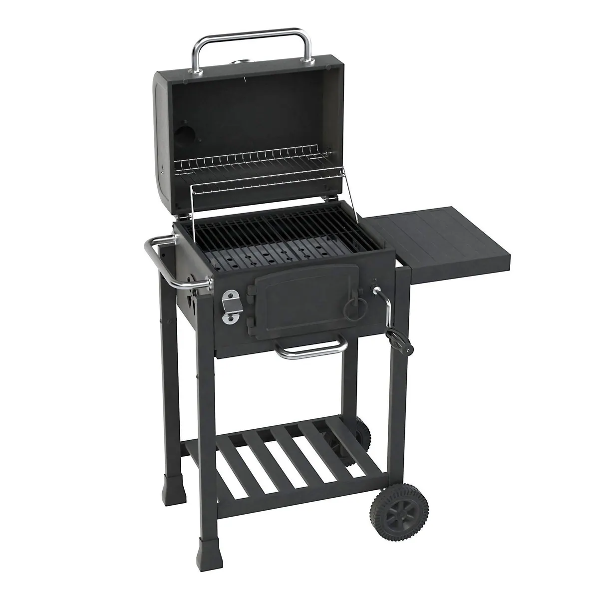 TAINO HERO Holzkohlegrill, höhenverstellbarer Kohlerost, klappbarer Seitentisch 5