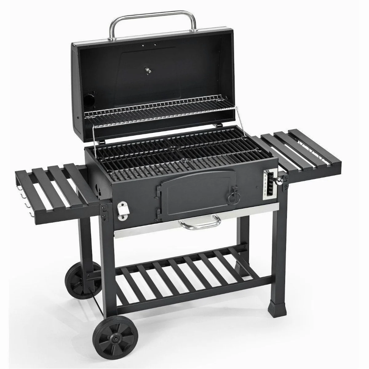 TAINO HERO XXL Holzkohlegrill, große Grillfläche, klappbare Seitentische, regelbare Ventile 2