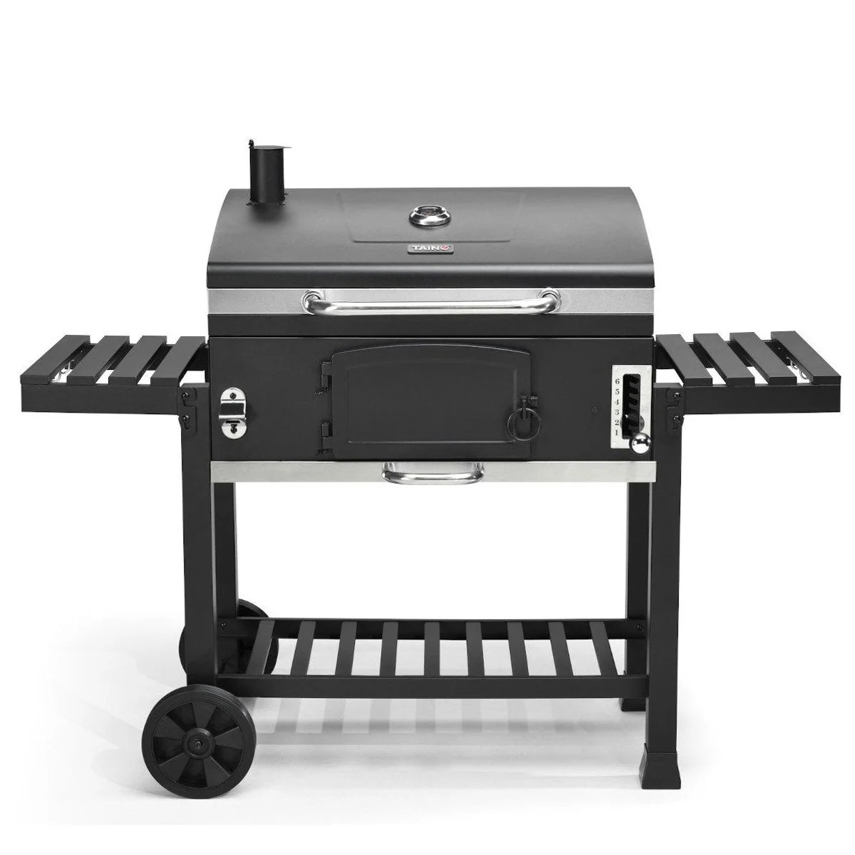 TAINO HERO XXL Holzkohlegrill, große Grillfläche, klappbare Seitentische, regelbare Ventile 3