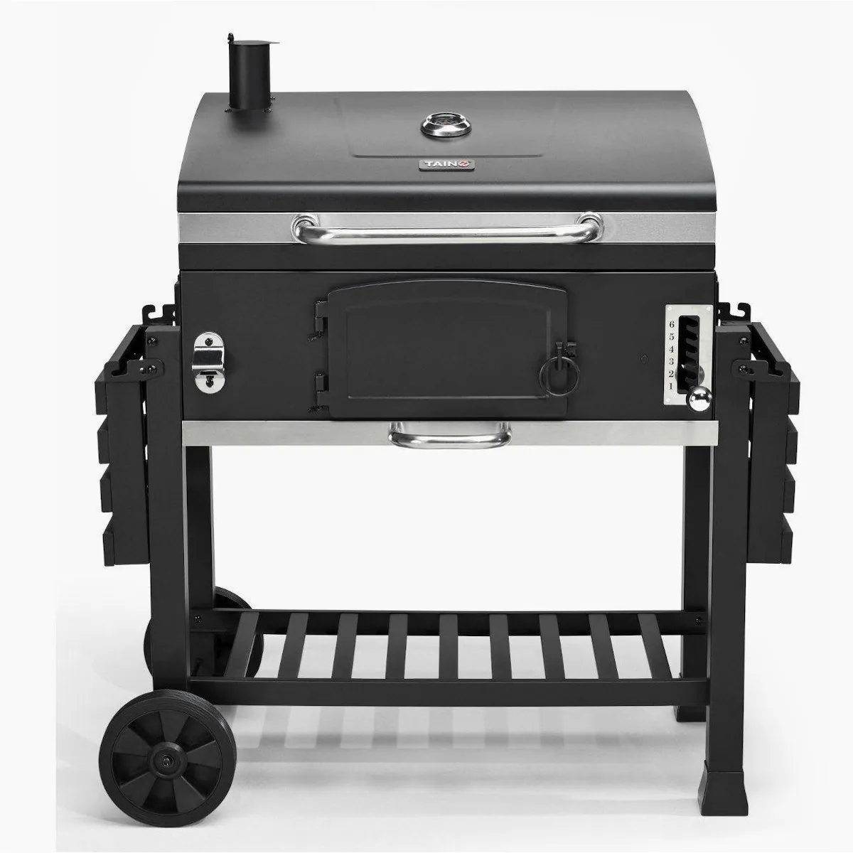 TAINO HERO XXL Holzkohlegrill, große Grillfläche, klappbare Seitentische, regelbare Ventile 4