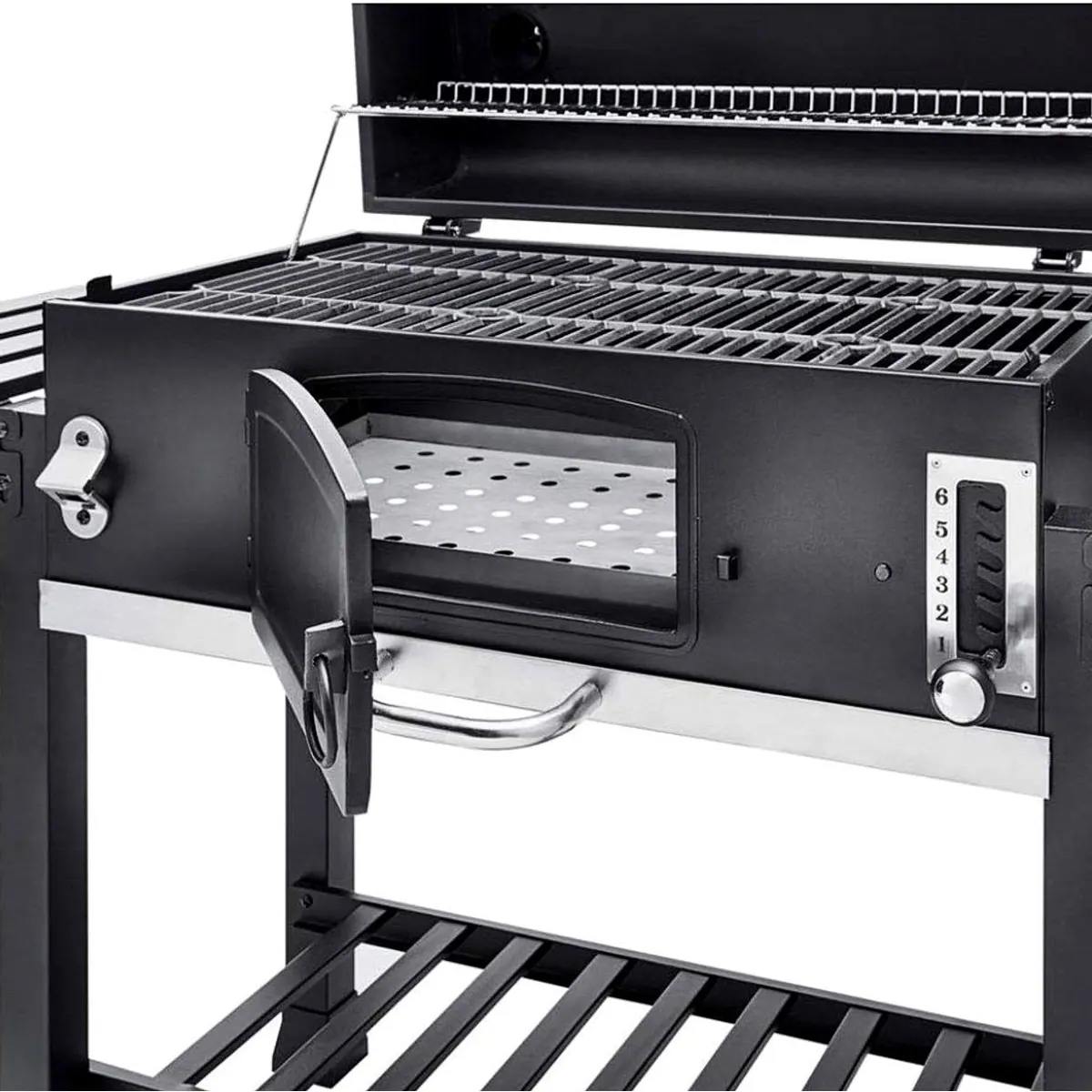 TAINO HERO XXL Holzkohlegrill, große Grillfläche, klappbare Seitentische, regelbare Ventile 5