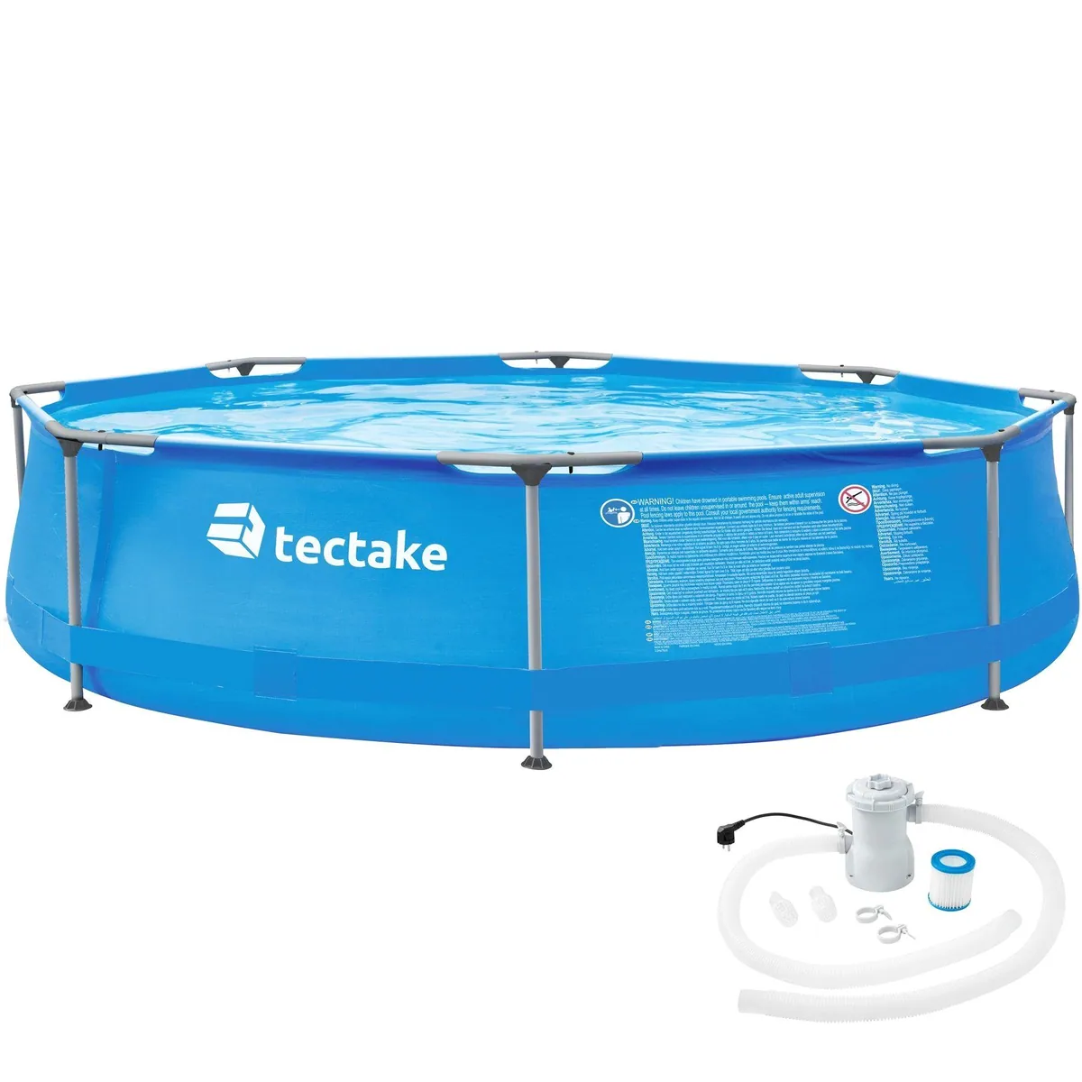 tectake Framepool rund, stabiler Stahlrahmen, inkl. Filterpumpe