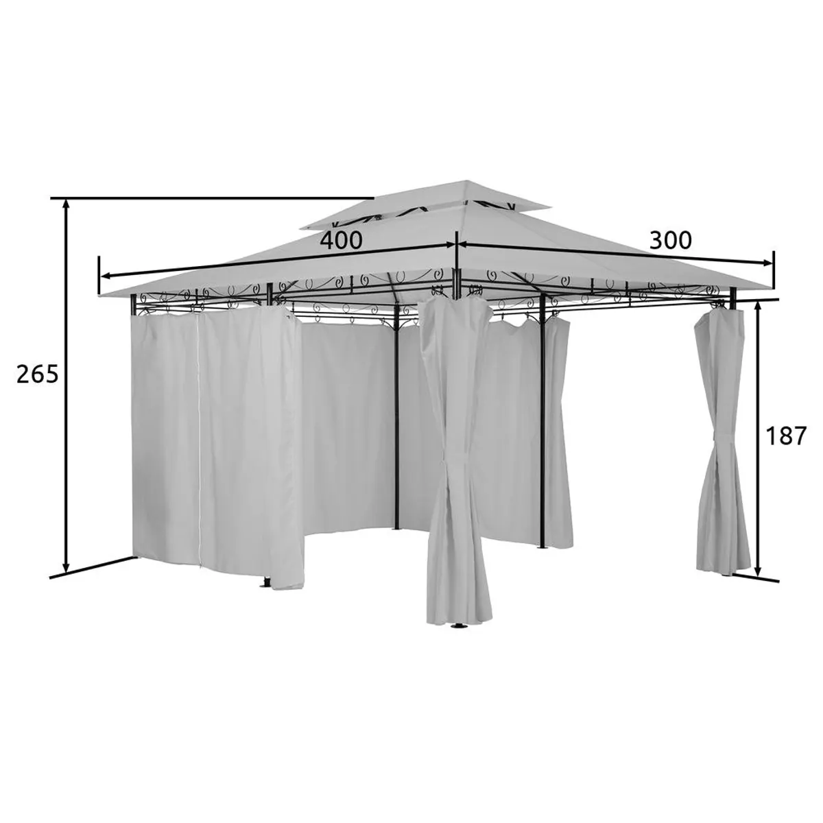 Tectake Luxus Garten Pavillon Emine 4x3m, Wasserfest, UV-beständig, Stabiler Halt 4