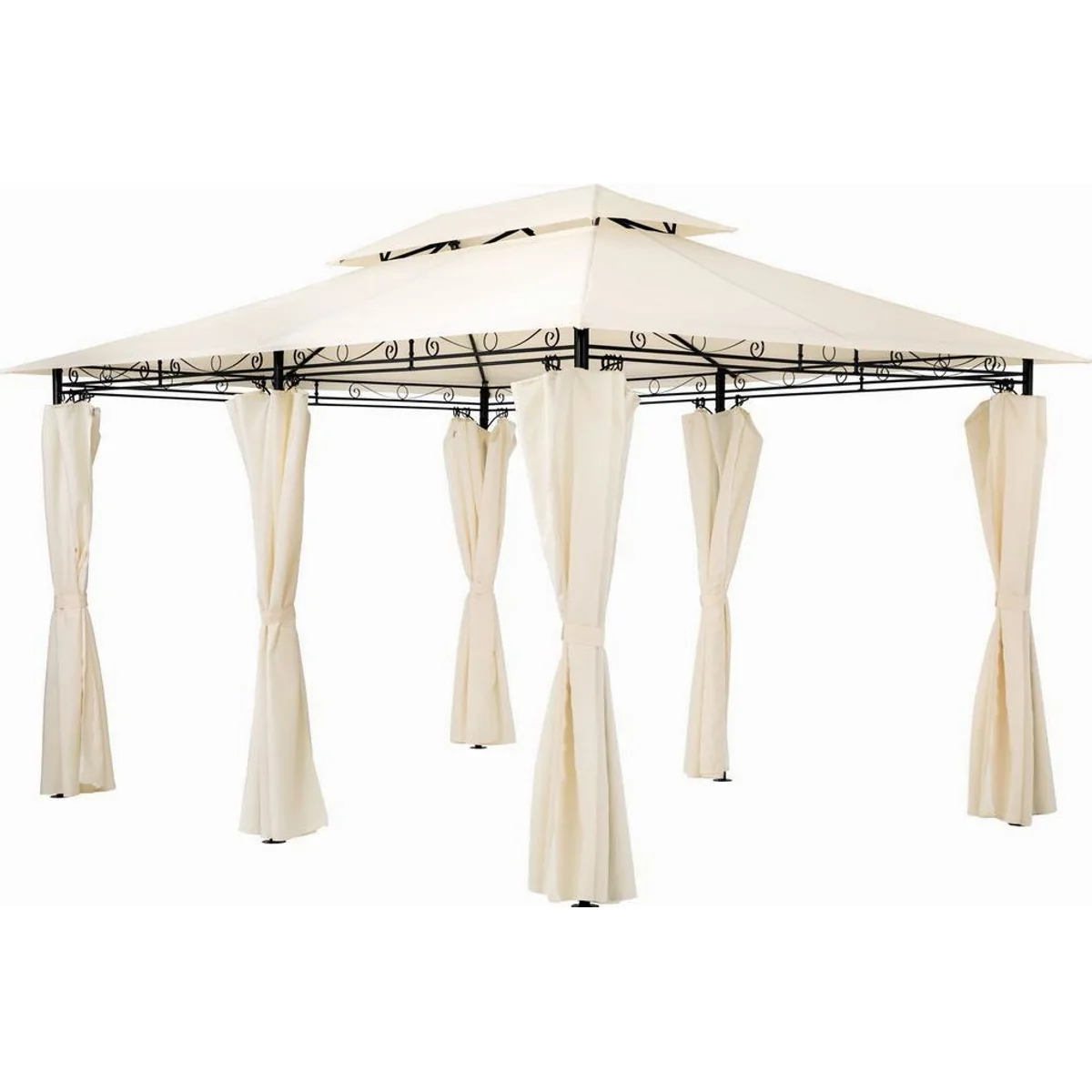 Tectake Luxus Garten Pavillon Emine 4x3m, Wasserfest, UV-beständig, Stabiler Halt 5