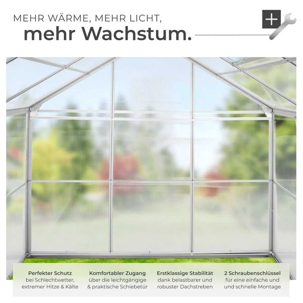 tectake Gewächshaus Aluminium, UV-beständig, 185x190x195cm 3