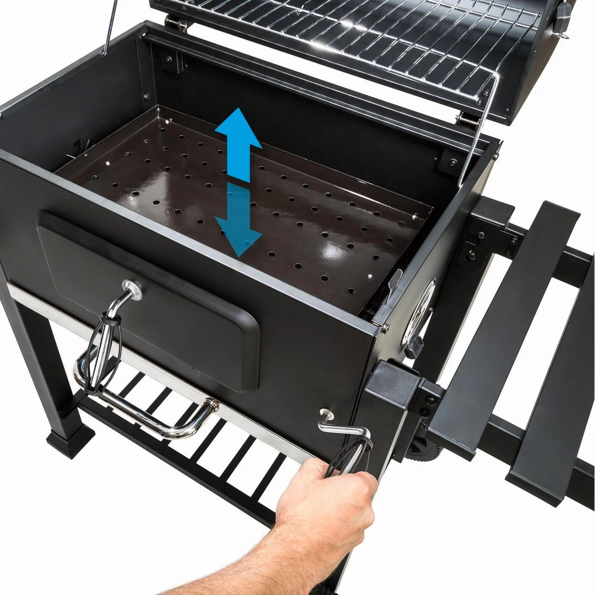 tectake Holzkohlegrill Florian, höhenverstellbar, mit Flaschenöffner und Thermometer 4