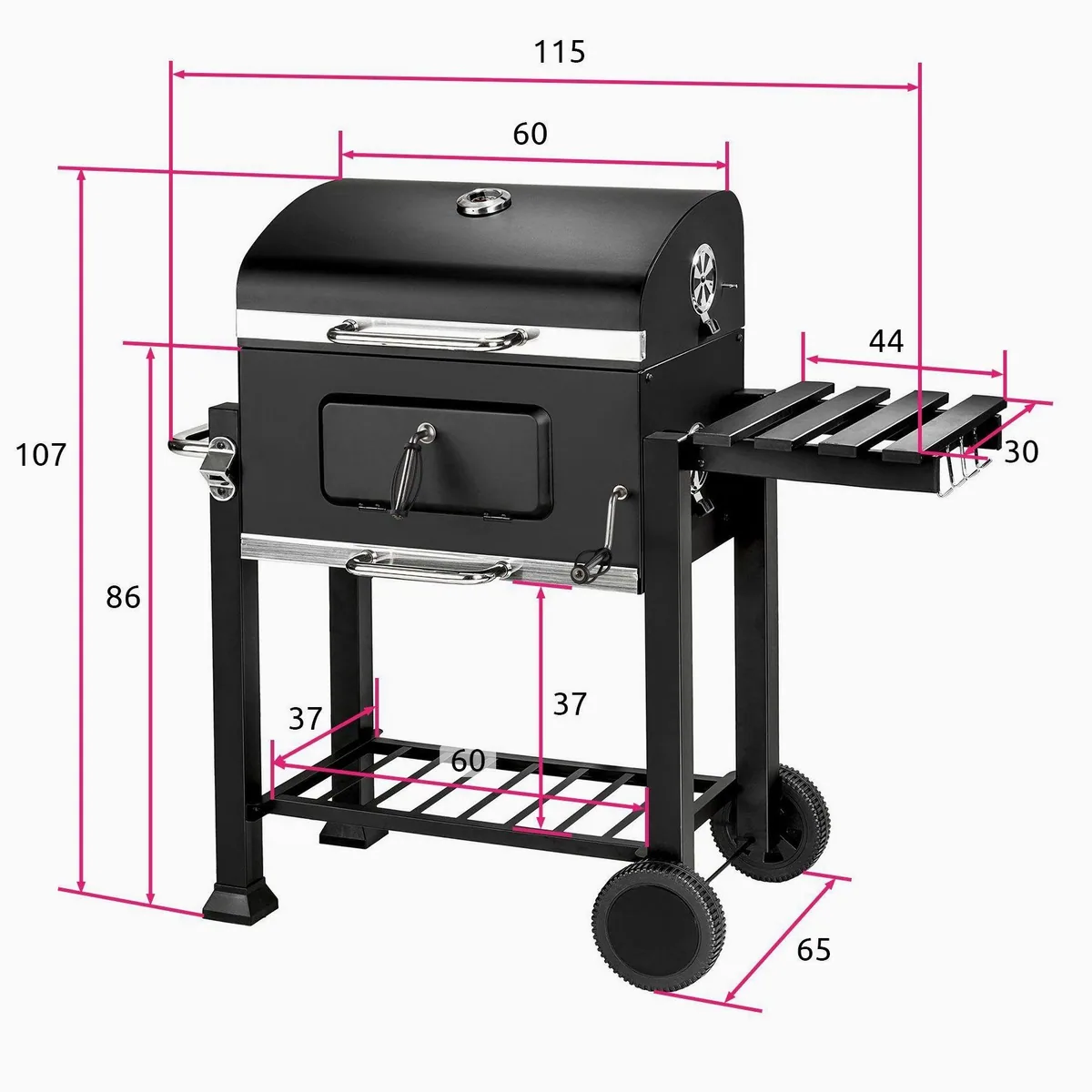 tectake Holzkohlegrill Florian, höhenverstellbar, mit Flaschenöffner und Thermometer 5