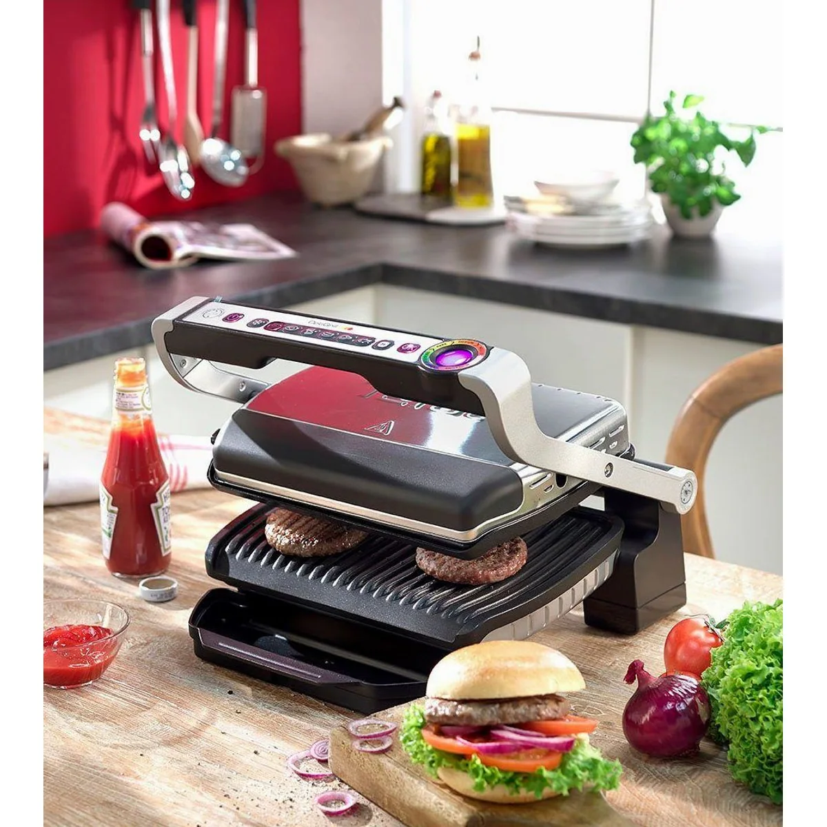 Tefal Optigrill GC705D Kontaktgrill, 2000 W, 6 Programme — automatische Anpassung, Lichtindikator, große Grillfläche 5