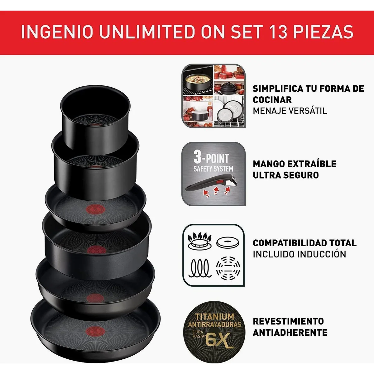 Tefal Ingenio Unlimited Topf-Set 13-teilig, vielseitig & robust 3