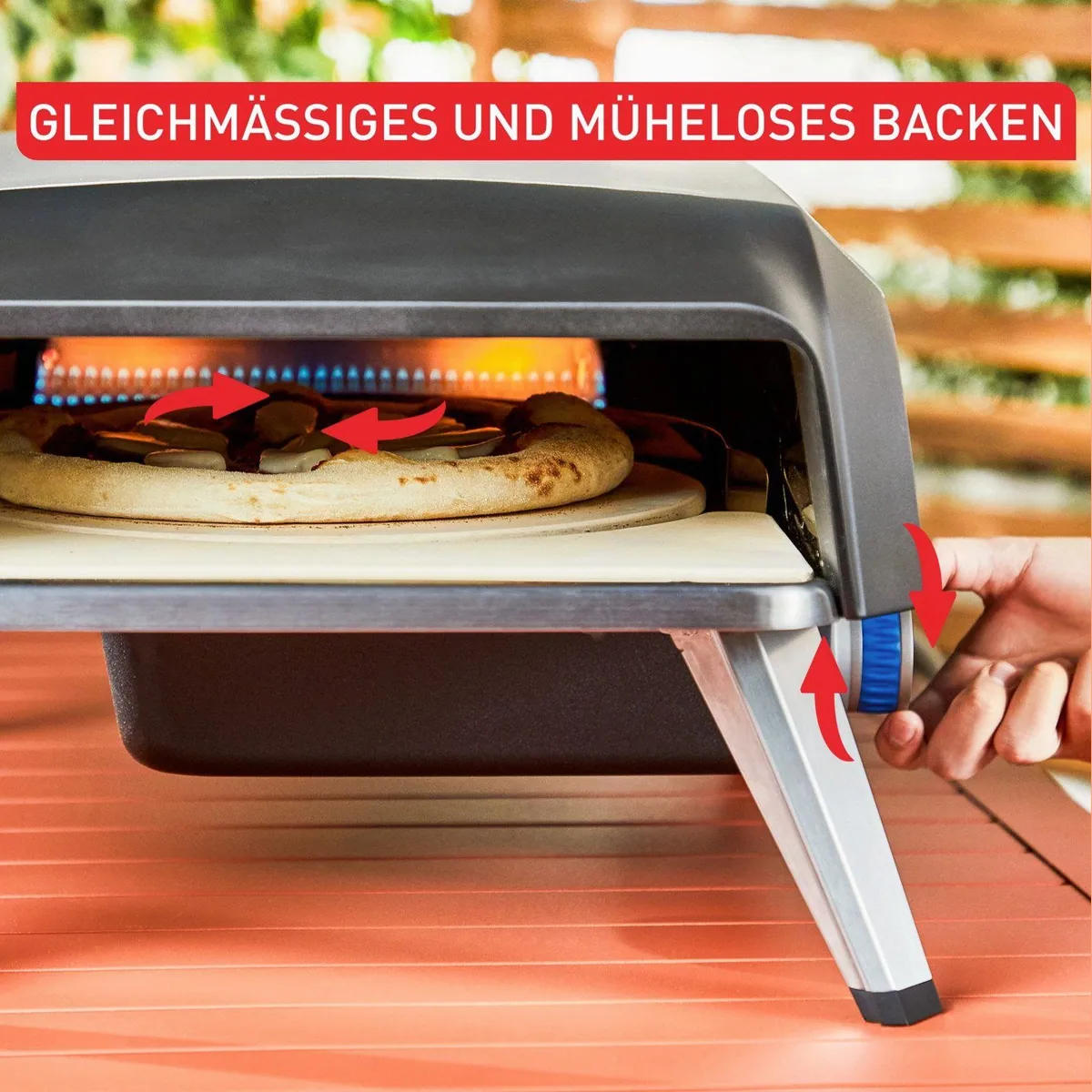 Tefal Pizza Pronto Gaspizzaofen, 360° drehbarer Pizzastein, schnelles Vorheizen bis 400 °C 2
