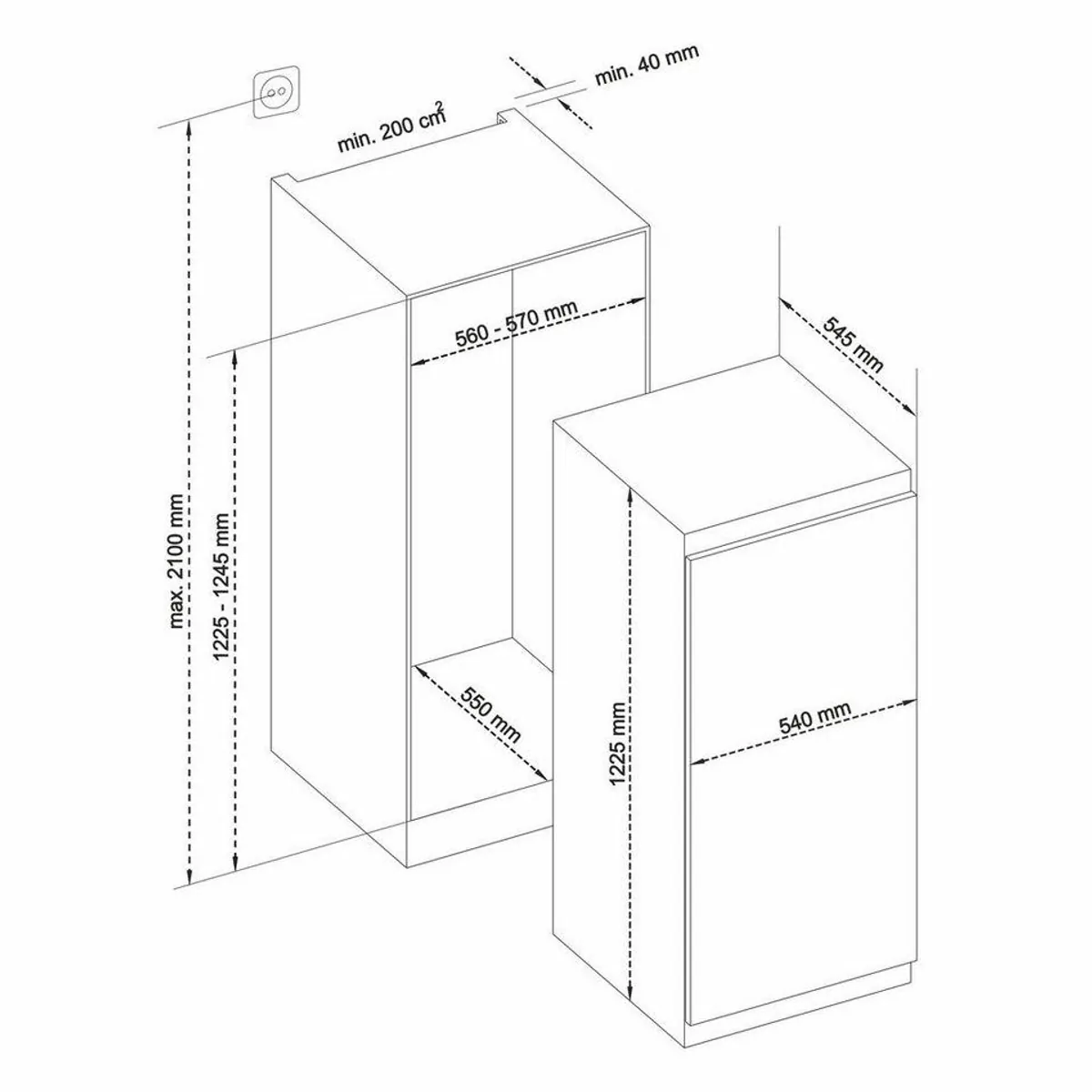 Telefunken EKG123S187E Einbaukühlschrank, 187 Liter Volumen, LED-Beleuchtung, nahtlose Integration 3