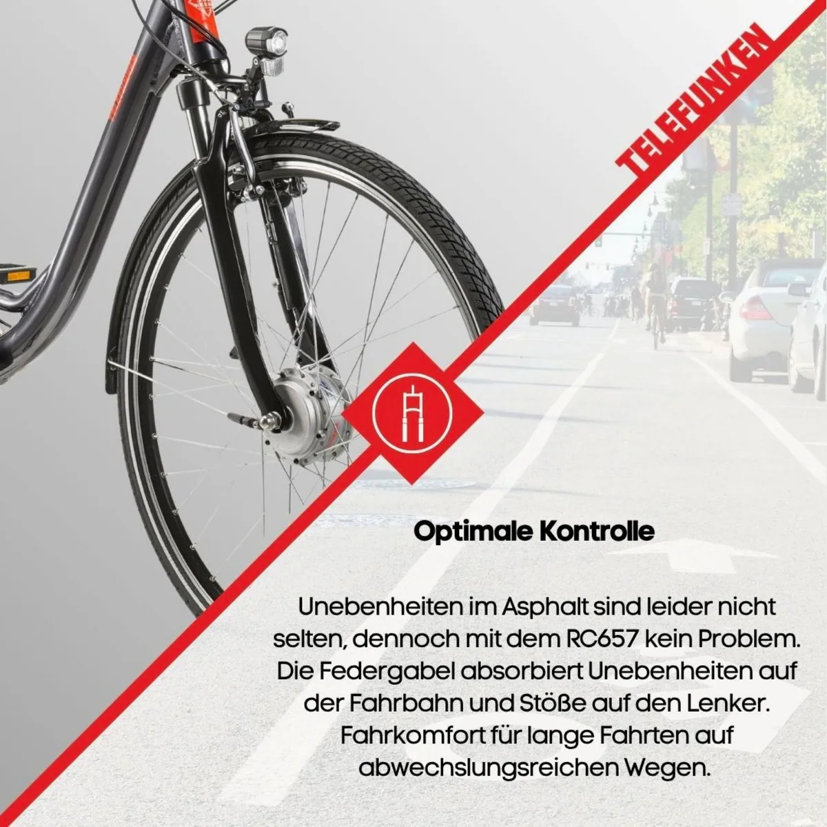 Telefunken RC657 E-Bike Cityrad, 7-Gang, 536,5 Wh Akku, Frontmotor 5