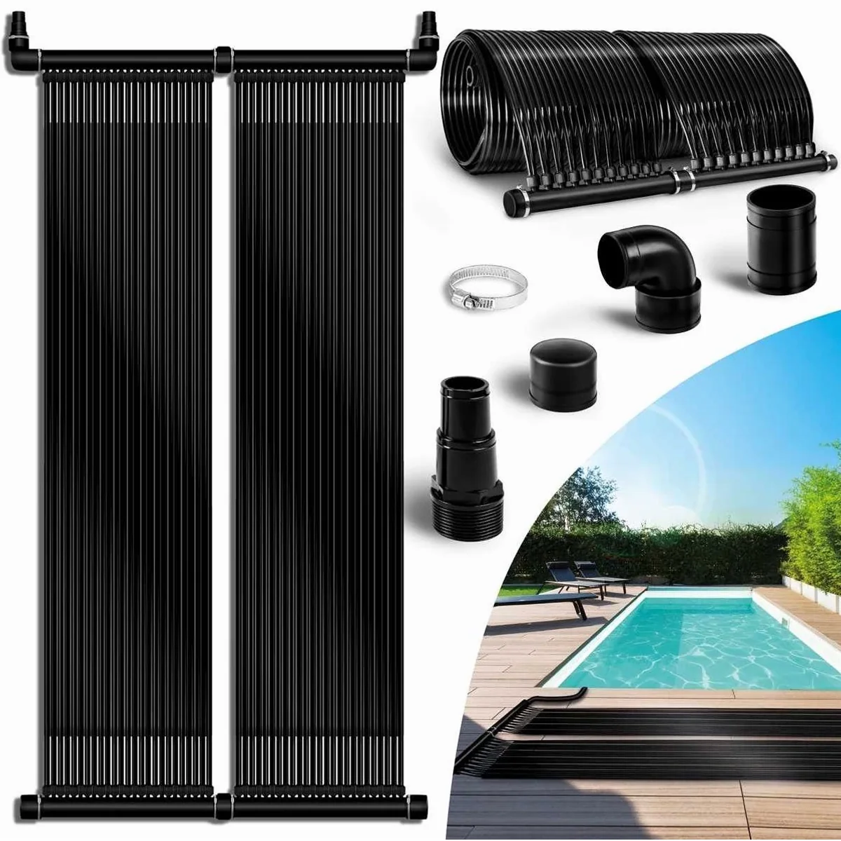 tillvex Solarheizung Poolheizung, einfache Montage, für Pools bis 24000 Liter