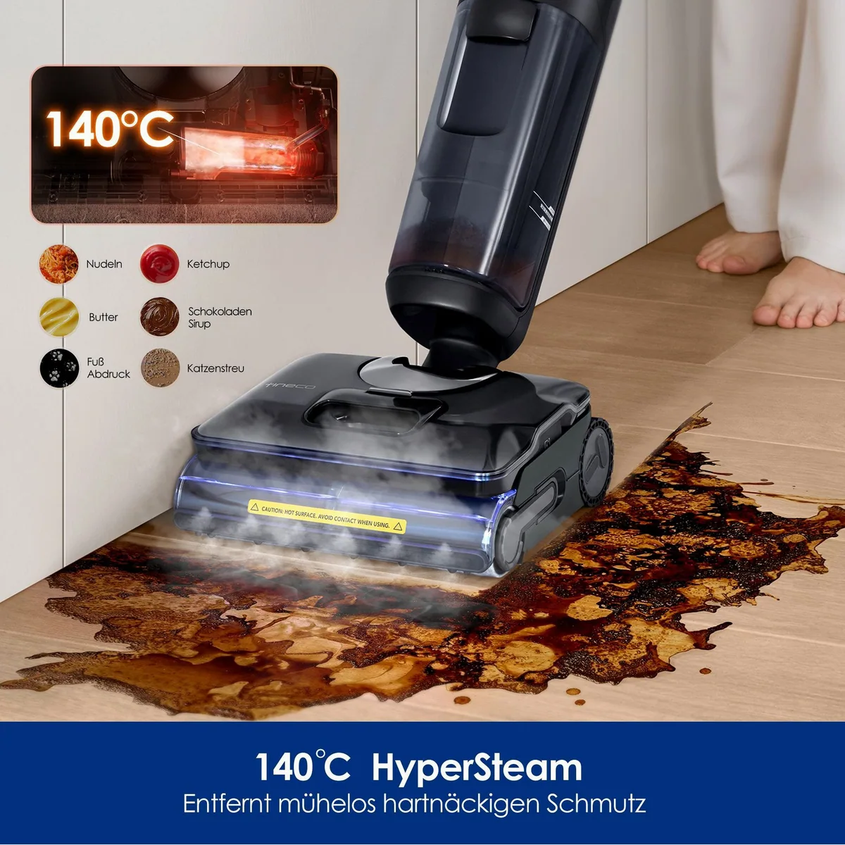 Tineco Floor One S7 Stretch Steam Plus, Dampfreinigung bis 160°C, 80 Min. Akkulaufzeit, Selbstantrieb 2