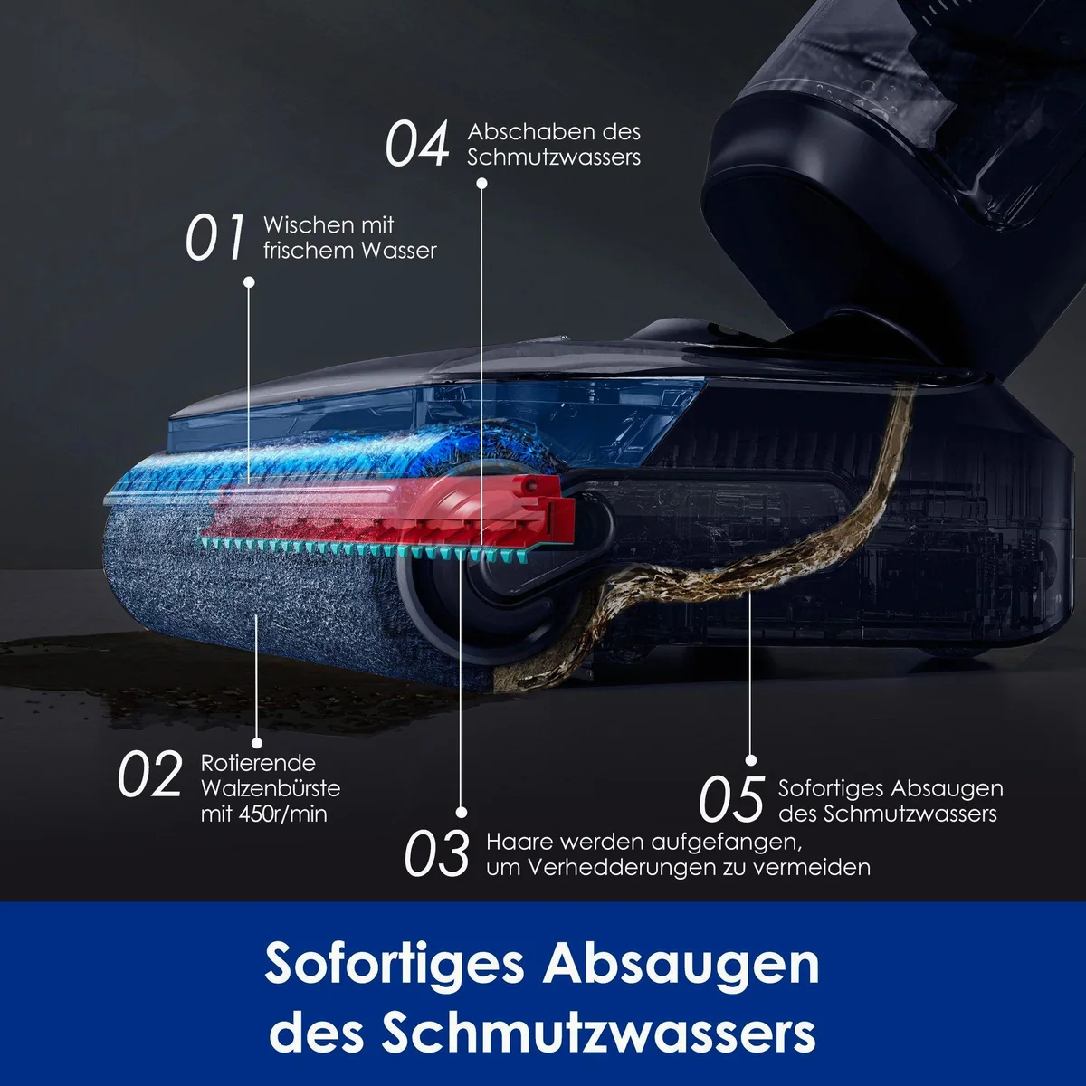 Tineco Floor One S7 Stretch Nass-Trocken-Sauger, 180° Neigung, 50 Min Akku, automatische Saugleistungsanpassung 4