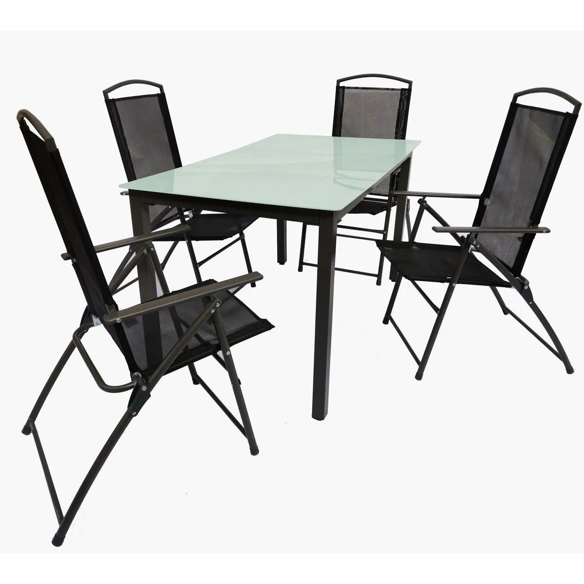 VCM Garlos Garten-Essgruppe 7-tlg, wetterfest, klappbare Stühle, Sicherheitsglas-Tischplatte 2