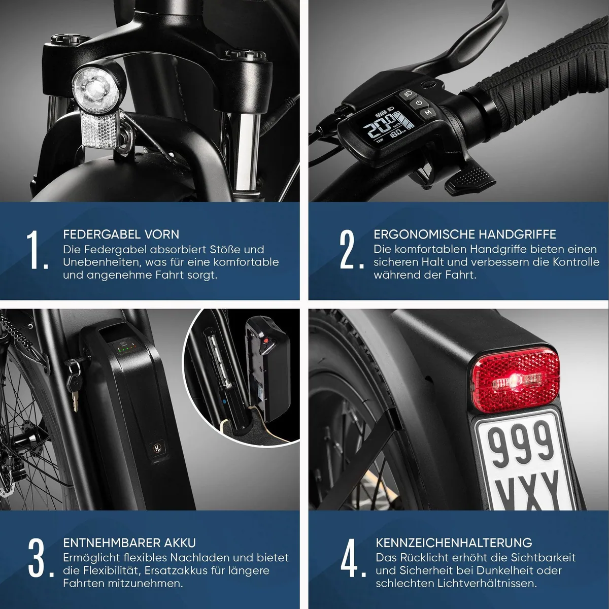 VIRON XI-1200-S E-Scooter, 500W Motor, höhenverstellbarer Lenker — Straßenzulassung ABE 4