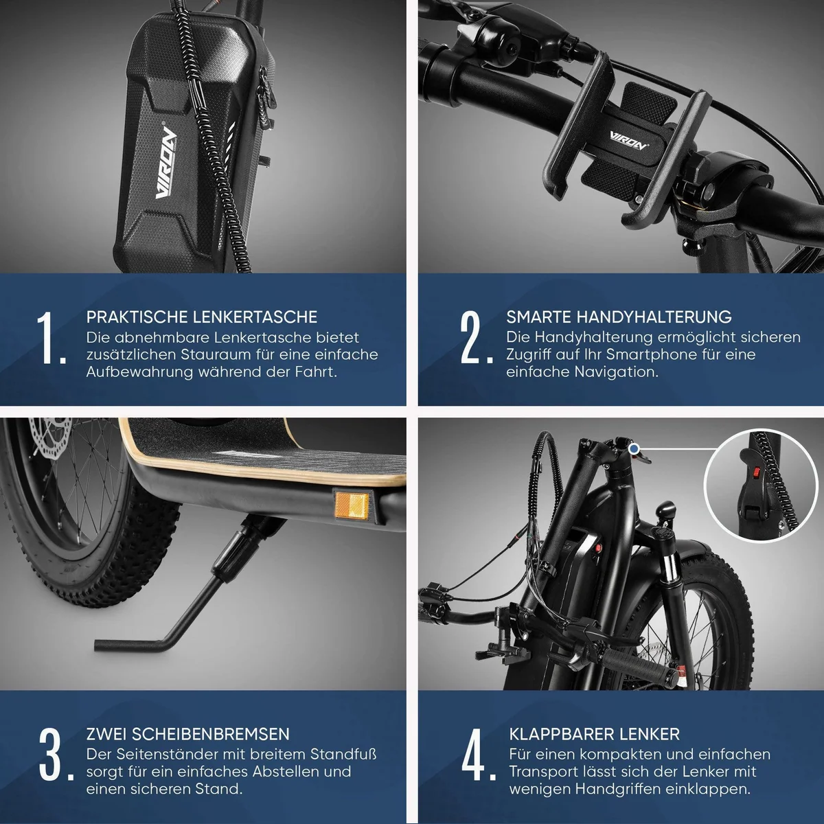 VIRON XI-1200-S LongRange E-Scooter, 20 km/h, 70 km Reichweite, ABE-zugelassen 5