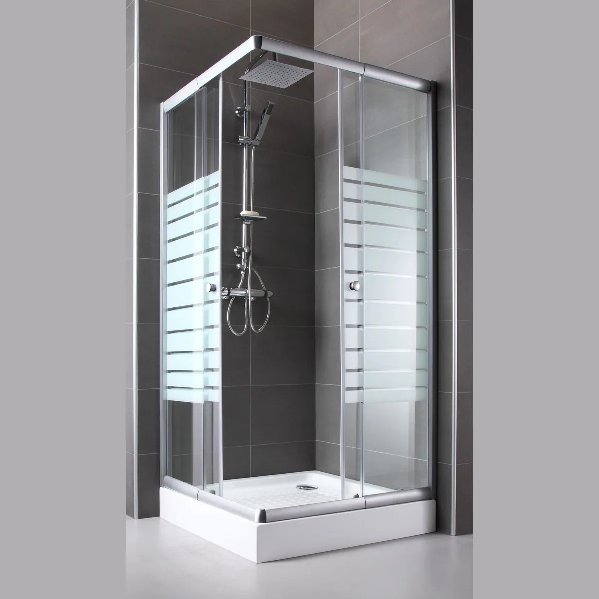 welltime Eckdusche Trento Banda, 90x90 cm, Sicherheitsglas, mit Schiebetüren 2