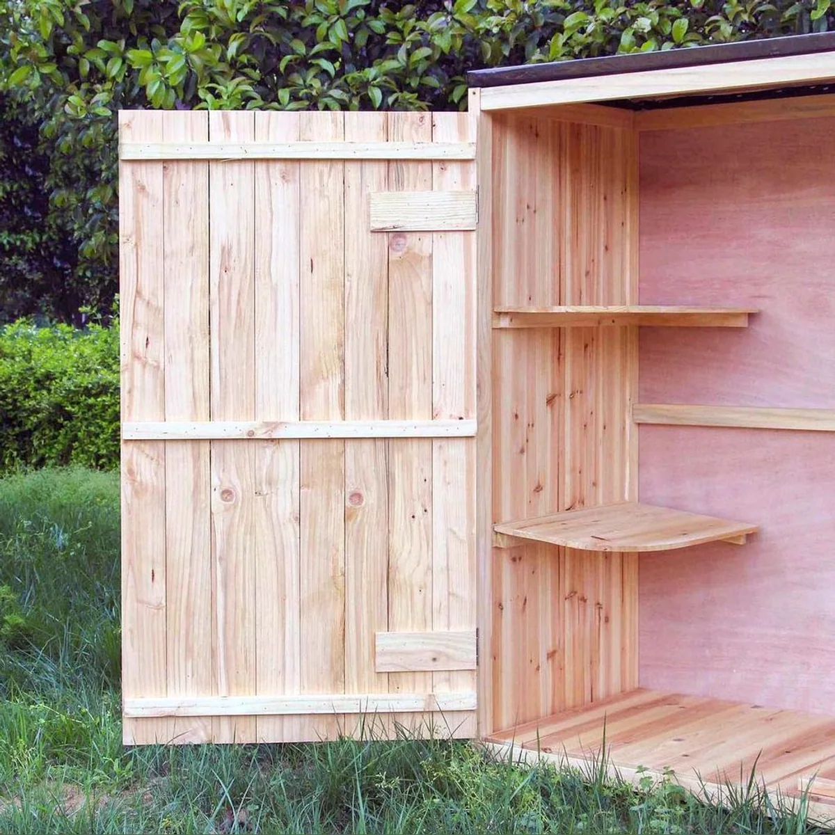 Wiltec Gartenschrank, lackiertes Holz, zwei Flügeltüren, inkl. Ablagen 3